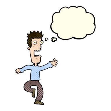 Düşünce baloncuğu olan çığlık atan adam çizgi filmi.