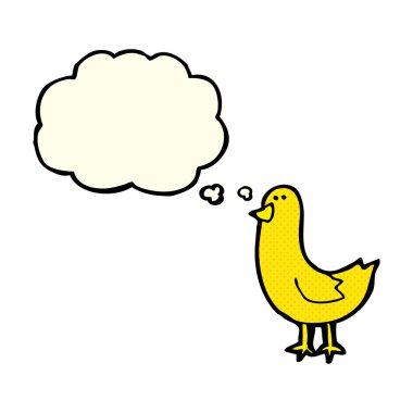 Düşünce baloncuklu çizgi film kuşu