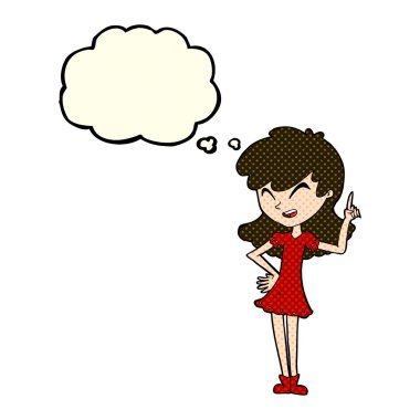 Çizgi film kızı düşünce baloncuğuyla