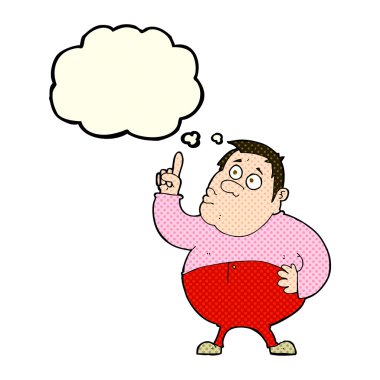 Çizgi filmdeki adam düşünce balonuyla soru soruyor.