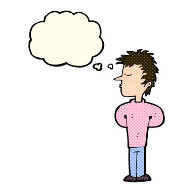 Çizgi filmdeki adam düşünce balonunu görmezden geliyor.