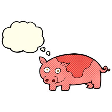 Düşünce baloncuklu çizgi film domuzu