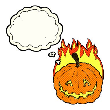 çizgi film sırıtan kabak ile düşünce balonu