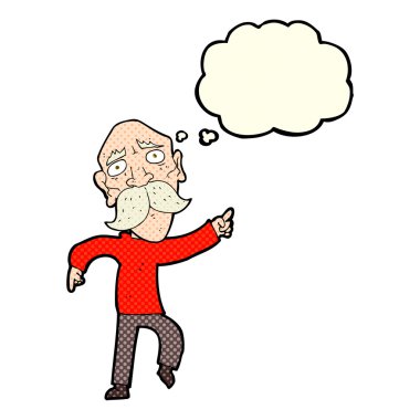 düşünce balonu ile işaret karikatür üzgün ihtiyar