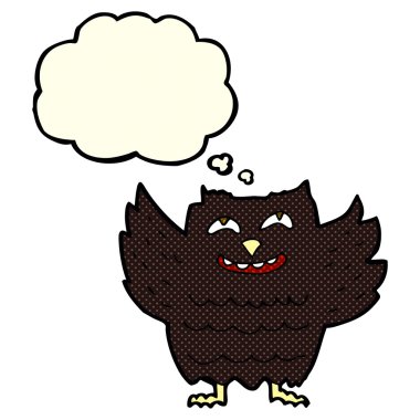 Düşünce baloncuklu mutlu baykuş çizgi filmi