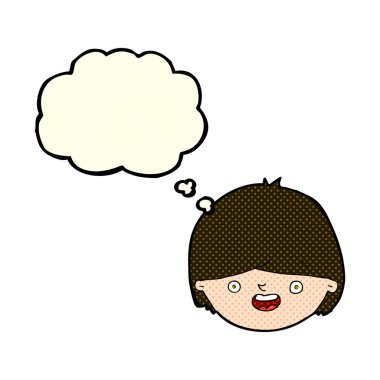 Düşünce baloncuklu mutlu surat.