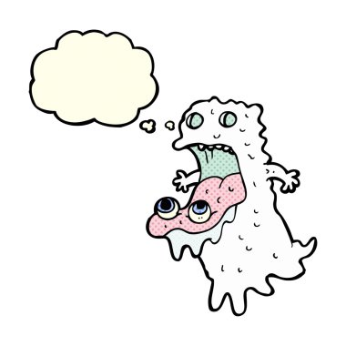 Düşünce baloncuklu iğrenç bir hayalet.