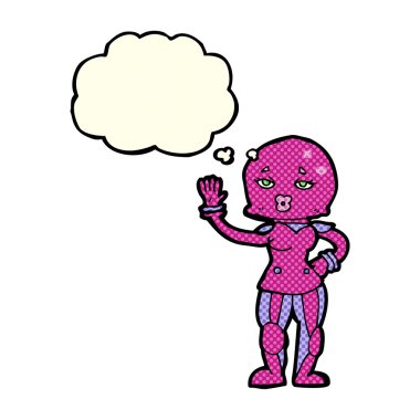 Düşünce kabarcığı olan kadın astronot.