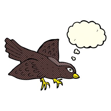 Düşünce baloncuklu çizgi film kuşu