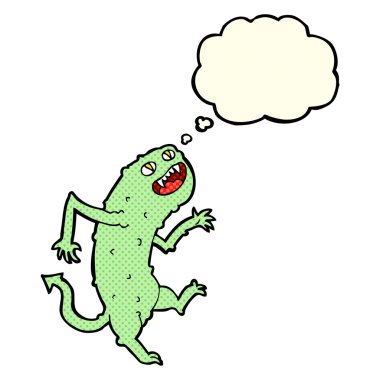 Düşünce baloncuklu çizgi film canavarı