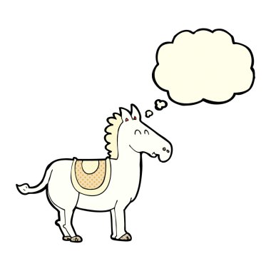 Düşünce baloncuklu çizgi film eşeği