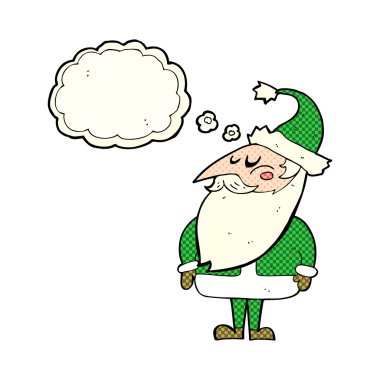 Düşünce baloncuklu çizgi film Noel Baba