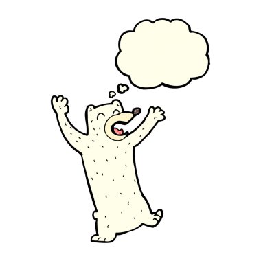 Kutup ayısı düşünce balonu ile karikatür