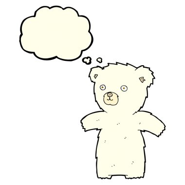 Düşünce baloncuklu şirin kutup ayısı.