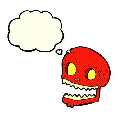 Düşünce baloncuklu ürkütücü kafatası