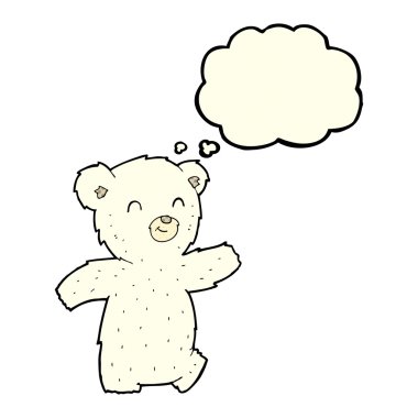 Düşünce baloncuklu şirin kutup ayısı.