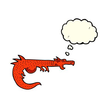 Düşünce baloncuklu ortaçağ ejderhası.