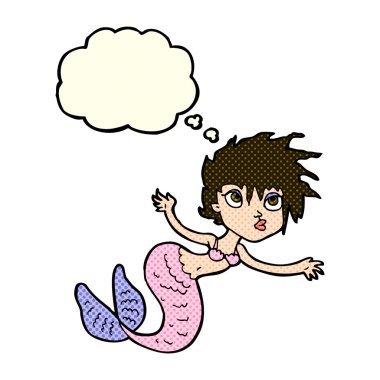 Düşünce baloncuklu çizgi film denizkızı