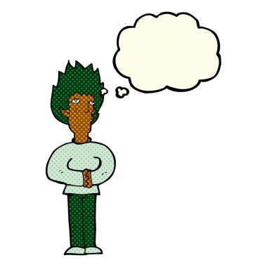 Düşünce baloncuğu olan vampir adam.