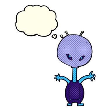 Düşünce baloncuğu olan uzaylı çizgi film