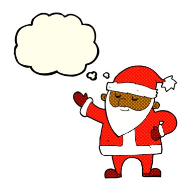 Düşünce baloncuklu çizgi film Noel Baba