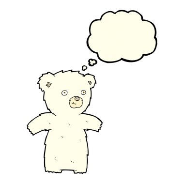 Düşünce baloncuklu şirin kutup ayısı.