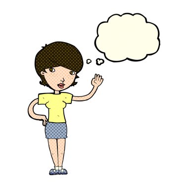 düşünce balonu ile sallayarak çizgi film kadın