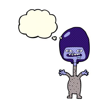 Düşünce baloncuğu olan uzaylı çizgi film