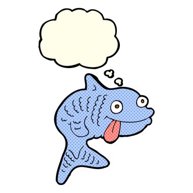 Düşünce baloncuklu çizgi film balığı