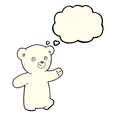 Düşünce baloncuklu çizgi film kutup ayısı yavrusu