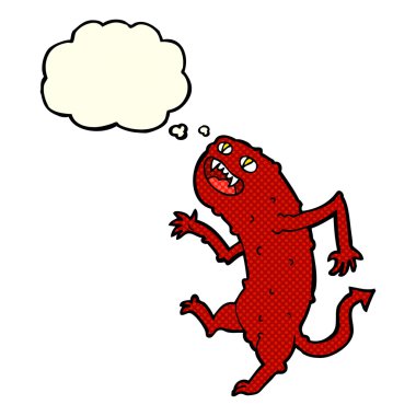 Düşünce baloncuklu çizgi film canavarı