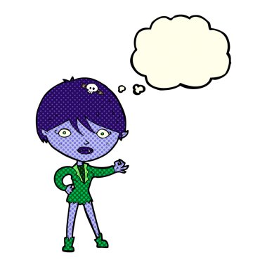 Düşünce baloncuğu olan vampir kız.