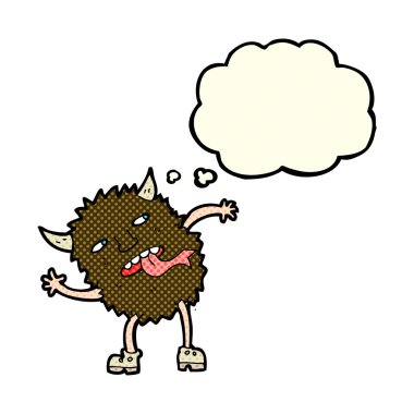 Düşünce baloncuklu komik çizgi film canavarı