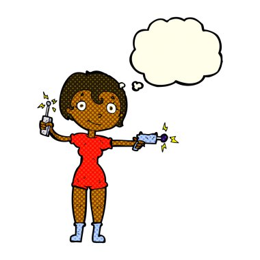 Düşünce baloncuğu olan gelecekteki uzay kızı