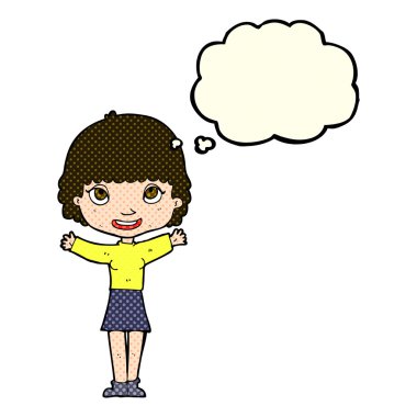 düşünce balonu ile sallayarak çizgi film kadın