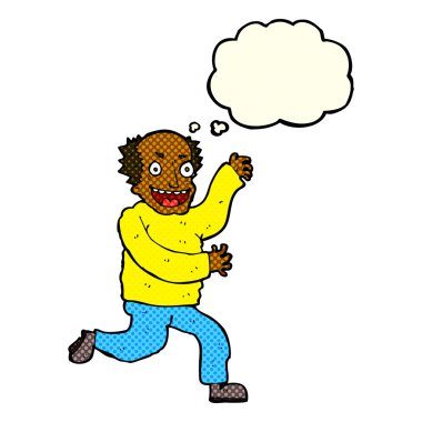 Düşünce baloncuğu olan kötü yaşlı adam çizgi filmi