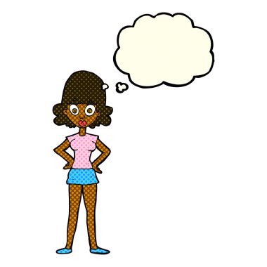 Karikatür, düşünce balonlu kadını şaşırttı.