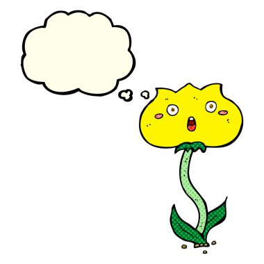 çizgi film düşünce baloncuğuyla şoke olmuş çiçek