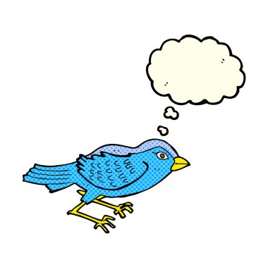 Düşünce baloncuklu çizgi film kuşu