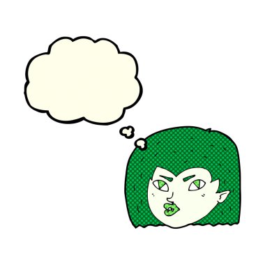 çizgi film vampir yüz düşünce balonu ile