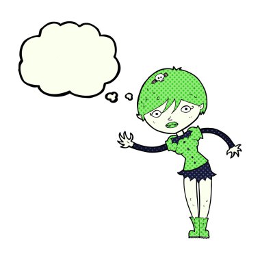 Düşünce baloncuğu olan vampir kız.