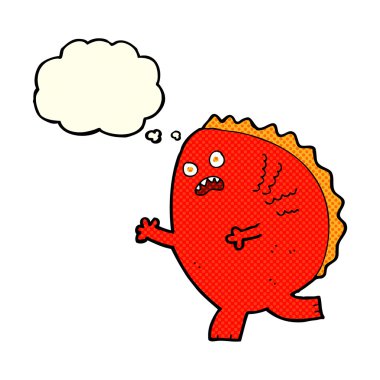 Düşünce baloncuklu çizgi film canavarı