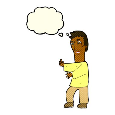 Düşünce baloncuğu olan kızgın bir adam.