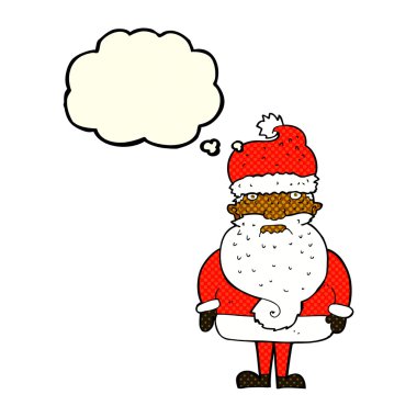 Düşünce baloncuklu çizgi film Noel Baba