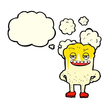 Düşünce baloncuklu mutlu diş çizgi filmi