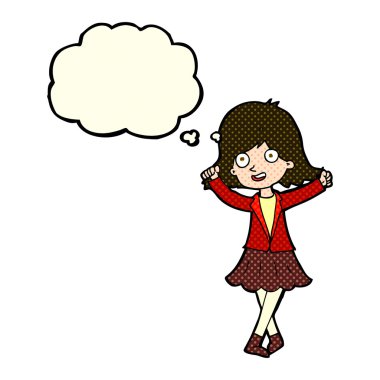 Düşünce balonlu mutlu kız çizgi filmi