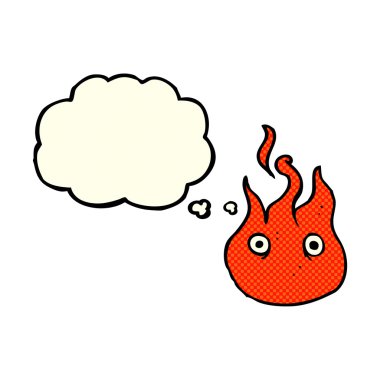 alev sembolü düşünce balonu ile çizgi film