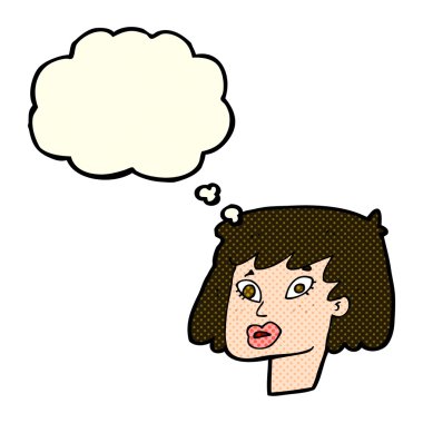 çizgi film oldukça kadın yüzü düşünce balonu ile