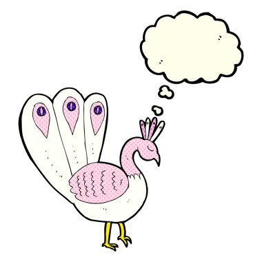 Düşünce baloncuklu çizgi film tavus kuşu
