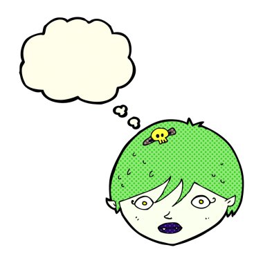 çizgi film vampir yüz düşünce balonu ile